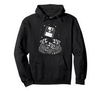 Funny Retro Raccoon Worship Old Floppy Disk Pullover Hoodie