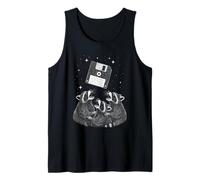 Funny Retro Raccoon Worship Old Floppy Disk Tank Top
