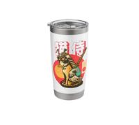 Funny Retro Samurai Cat Illustration for Cat Lovers Stainless Steel Insulated Tumbler