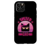 Funny Retro Sister Cat with pink leopard glasses Cat Lovers Case for iPhone 11 Pro