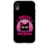 Funny Retro Sister Cat with pink leopard glasses Cat Lovers Case for iPhone XR