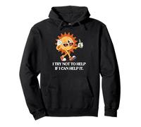 Funny, retro style sun, I try not to help if I can help it. Pullover Hoodie