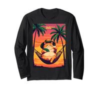 Funny Retro Summer Cat Vacation Long Sleeve T-Shirt