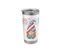 Funny Retro Sweet Sparkle Gnome with Cupcake and Fireworks Stainless Steel Insulated Tumbler