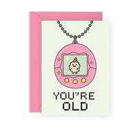 Funny Retro Tamagotchi Birthday Card - Nostalgic Pixel Design for Friend Brother Sister Colleague Bestie BFF Bro Buddy Pal Lad Mate Him Her Gamer - 90's 20's Kids -Comes with Stickers