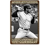Funny Retro Tin Sign Baseball Player, Baseball Lover, Never Let Success, Get To Your Head, Never Let Failure, Get To Your Heart Metal Poster Plaques Home Decoration Canvas Painting Poster 12X8Inch