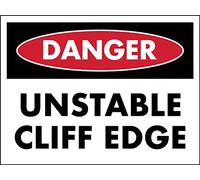 Funny Retro Tin Sign Danger Unstable Cliff Edge SignCaution Danger Safety Warning Notice Signs 12x8 inch