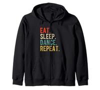 Funny Retro Vintage Dancer Eat Sleep Dance Repeat Zip Hoodie