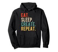 Funny Retro Vintage Text Quote Eat Sleep Create Repeat Pullover Hoodie