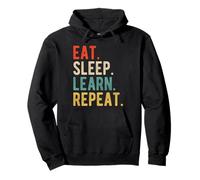 Funny Retro Vintage Text Quote Eat Sleep Learn Repeat Pullover Hoodie