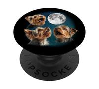 Funny Retro Vintage Three 3 Moon Howling Yorkshire Terrier PopSockets Adhesive PopGrip