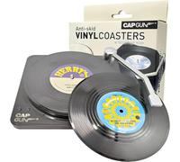 Funny Retro Vinyl Record Coasters, Creative Drink Coasters Set of 6 for Music Lovers, Housewarming Hostess Gifts, Birthday and White Elephant Gifts Ideas (M2)