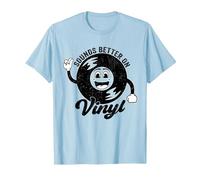 Funny Retro Vinyl Record Quote Sounds Better On Vinyl T-Shirt, Men, Baby Blue, Small