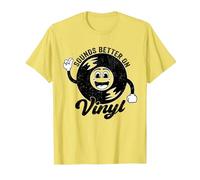 Funny Retro Vinyl Record Quote Sounds Better On Vinyl T-Shirt, Men, Lemon Yellow, Medium