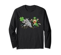 Funny Rhino Clover St Patricks Day Womens Mens Kids Long Sleeve T-Shirt
