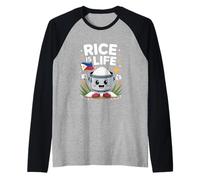 Funny Rice is Life Cute Filipino Cooker Joke Gag Raglan Baseball Tee