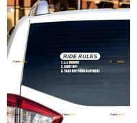 Funny Ride Rules Sit Down Shut Up Take Off Sticker Decal Vinyl - White 15.2cm - for Car Boat Laptop Cup No Background Die-Cut