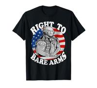 Funny Right to Bare Arms Patriotic Gym Workout USA Flag T-Shirt
