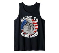 Funny Right to Bare Arms Patriotic Gym Workout USA Flag Tank Top
