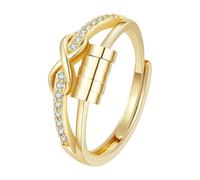 Funny Rings For Women Girls Anti Anxiety Stress Worry Adjustable Size Open Heart Rings for Women (Gold, One Size)