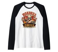 Funny Roadkill on the Grill BBQ Pitmaster Raccoon Raglan Baseball Tee