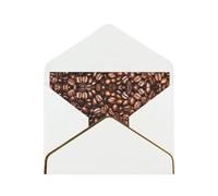 Funny Roasted Coffee Beans Print Horizontal Gold-Edged Pearl Greeting Card W/Envelope-Holiday,Birthday,Anniversary,Party(2pcs)