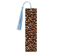 Funny Roasted Coffee Beans Print Wooden Bookmarks with Tassels, Wood Book Markers for Book Lovers, Teachers & Present