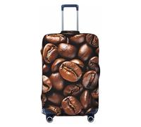 Funny Roasted Coffee Beans Printed Washable Elastic Luggage Cover for 18-32 Inch Suitcases, Anti-Scratch Stretchable Suitcase Protector with Full Zipper & Locking Buckle, Fashion Travel Bag Cover