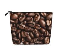 Funny Roasted Coffee Beans Single Layer Linen Like Makeup Bag, Lightweight and Cute, Easy to Use