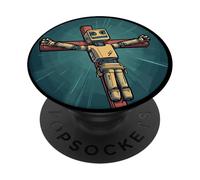 Funny Robot hanging on the Cross Costume PopSockets Adhesive PopGrip