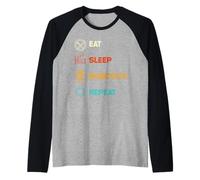 Funny Robotics Engineer Eat Sleep Robotics Repeat Vintage Raglan Baseball Tee