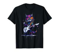 Funny Rock Cat Playing Guitar Band Rock kitty Guitar Cat T-Shirt