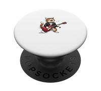 Funny Rock Cat Playing Guitar Rockstar Kitten Music Lover PopSockets Adhesive PopGrip