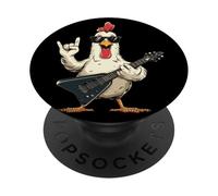 Funny Rock Chicken Guitar Player Music Lover Design PopSockets Adhesive PopGrip