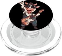 Funny Rock Cow Guitar Playing Retro Style Animal Design PopSockets PopGrip for MagSafe