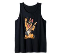 Funny Rock Dog German Shepherd Guitar Player Design Tank Top