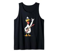 Funny Rock Duck Cartoon Guitar Player Retro Style Design Tank Top