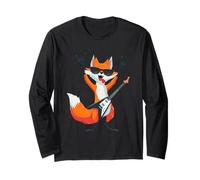 Funny Rock Fox Guitar Player Cool Animal Design Long Sleeve T-Shirt