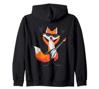 Funny Rock Fox Guitar Player Cool Animal Design Zip Hoodie
