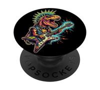 Funny Rock Metal Guitar Drums Music Gift Dinosaur PopSockets Adhesive PopGrip