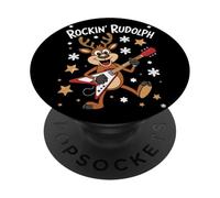 Funny Rock Music Reindeer Christmas Morning Presents Costume PopSockets Adhesive PopGrip