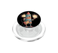 Funny Rocket Face Costume with Guitar and Firework PopSockets PopGrip for MagSafe