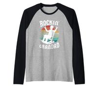 Funny Rockin' Grandad Rocking Chair Grandpa Vintage Concert Raglan Baseball Tee
