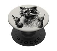 Funny Rocking Raccoon Meme Western Aesthetic Rock Music Vibe PopSockets Adhesive PopGrip