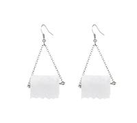 Funny Roll Toilet Paper Silver Earrings Drop Dangle Ear Hooks for Women Jewellery Creative Statement Earrings Sea, one size, PU, No Gemstone