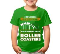 Funny Roller Coaster Enthusiast T-Shirt for Kids Thrill Seeker Gift Amusement Park Casual Wear Humorous Tee #T490 Irish Green 7-8 Years