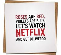 Funny Romantic Greeting Card - “Roses Are Red, Violets Are Blue, Let’s Watch” - Valentine’s, Anniversary, Boyfriend Girlfriend, Date Night Card