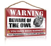 Funny Room Decor Beware Of Owl Wooden Sign Back Yard Decorations Fall Front Porch Decorations(20X30CM)