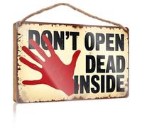 Funny Room Decor Dead Inside: A Warning Sign Wooden Sign Box Signs Funny Signs for Man Cave(23X35CM)