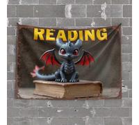 Funny Room Decor Dragon Reading Adventure: A Fantasy Tale Unfolded Tapestry Tapsterys Wall Man Cave Decor and Accessories(75X100CM)